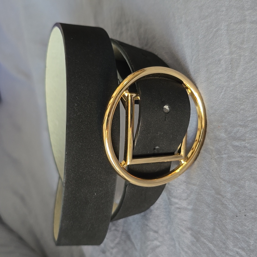 Lodis Faux Leather Belt with Gold Geometric Buckle